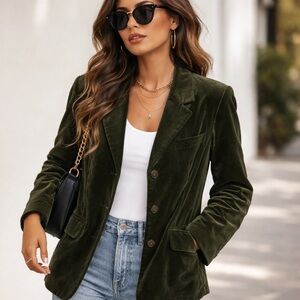 90s velvet olive Green blazer